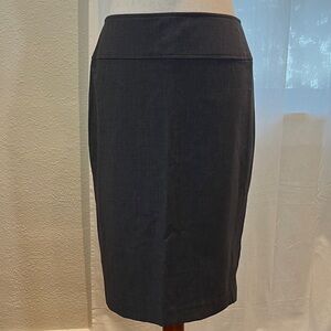 Tribella Women's Gray Pencil Skirt with Back Button and Pleat Detail